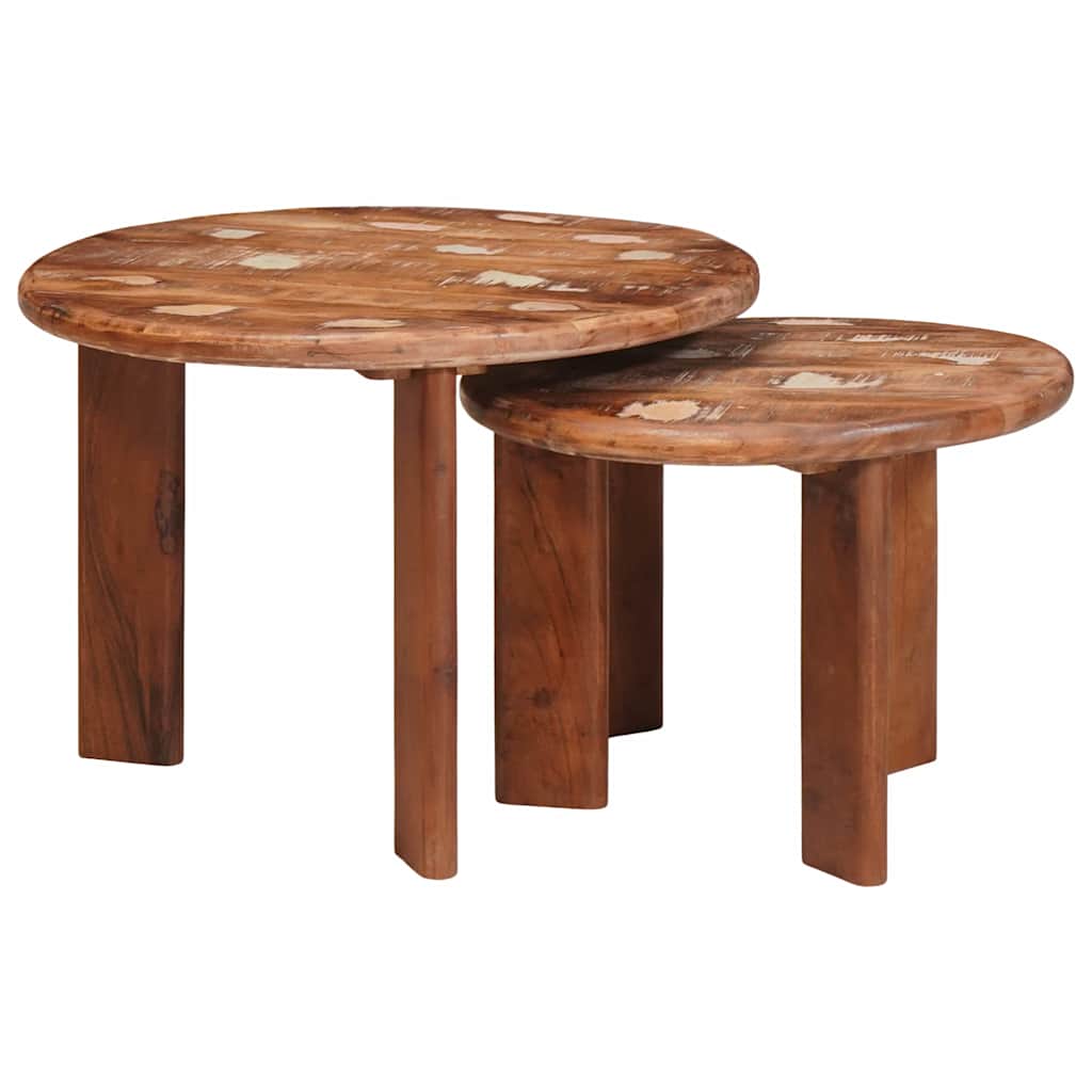 vidaXL Nesting-Couchtische 2 pcs Mehrfarbig Massives Altholz
