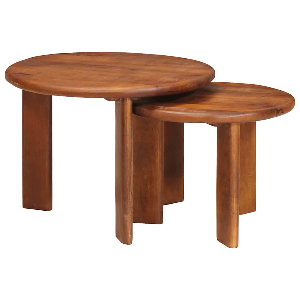 vidaXL Nesting-Couchtische 2 pcs Honigbraun Massivholz Mango