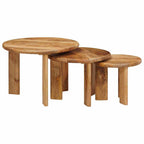 vidaXL Nesting-Couchtische 3 pcs Braun Massivholz Mango