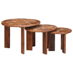 vidaXL Nesting-Couchtische 3 pcs Mehrfarbig Massives Altholz