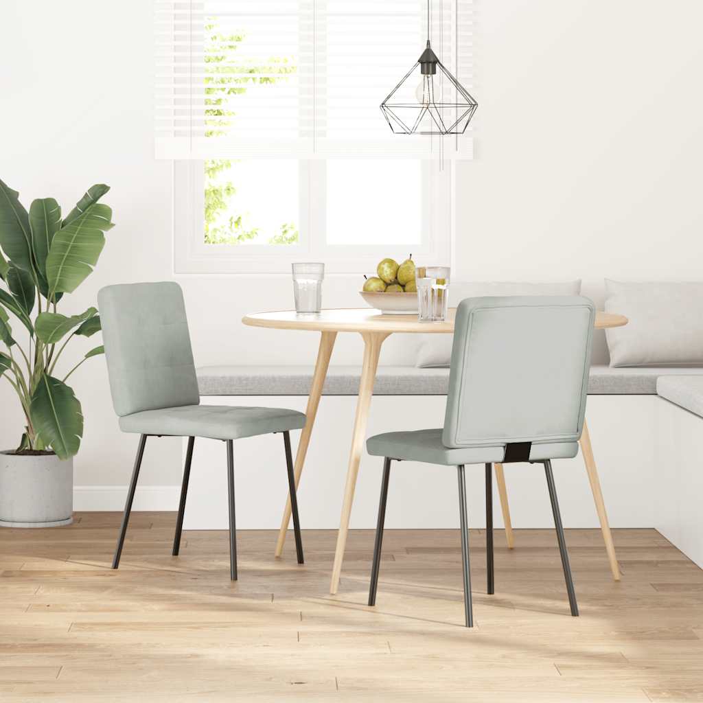 vidaXL Esszimmerstühle 2 Stk. Hellgrau Samt