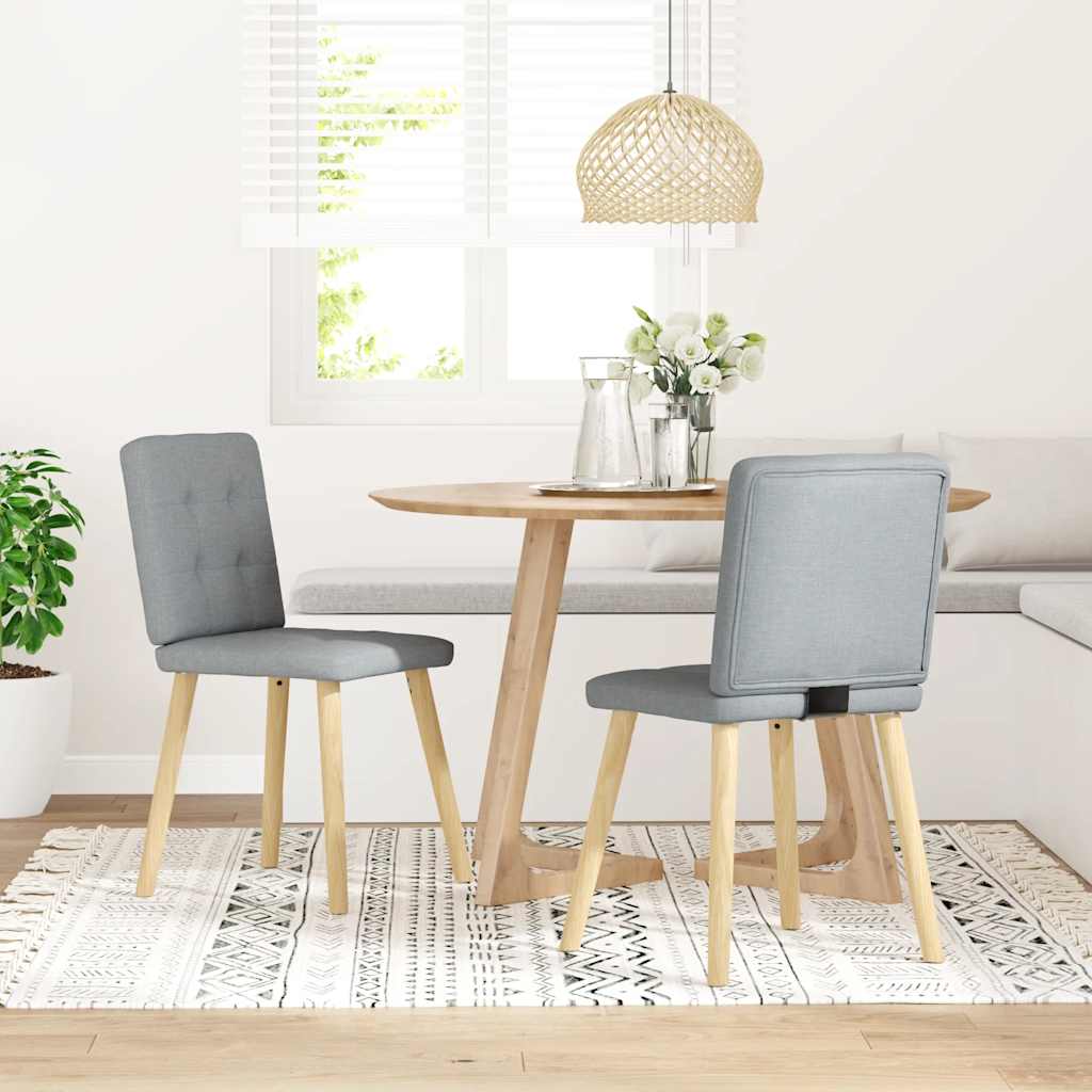 vidaXL Esszimmerstühle 2 Stk. Hellgrau Stoff