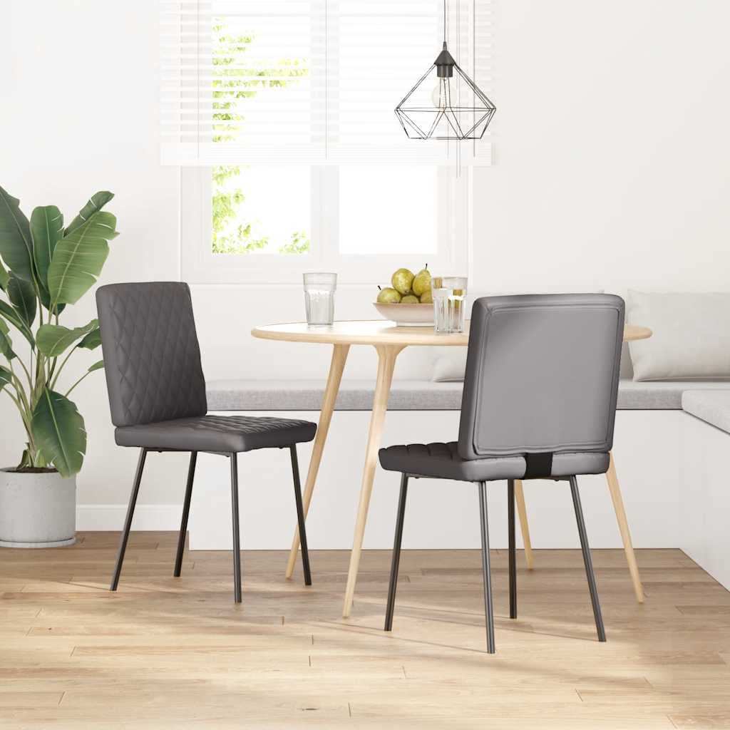 vidaXL Esszimmerstühle 2 Stk. Grau Kunstleder