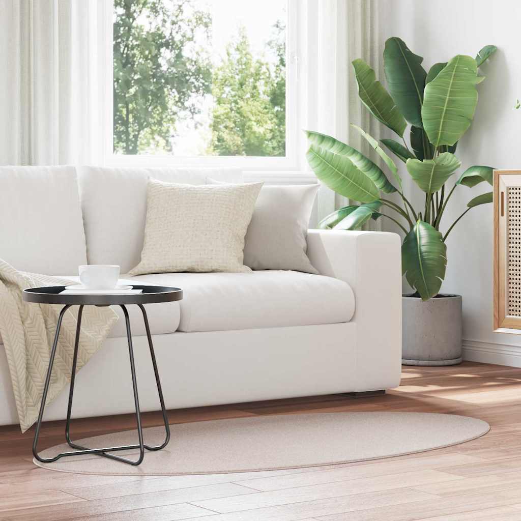 vidaXL Bereichsteppiche Oval HUARTE Sand 80 x 150 cm 100 %Polyester