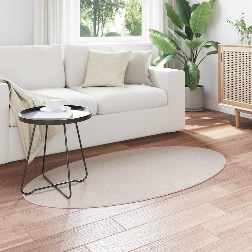vidaXL Bereichsteppiche Oval HUARTE Sand 80 x 150 cm 100 %Polyester