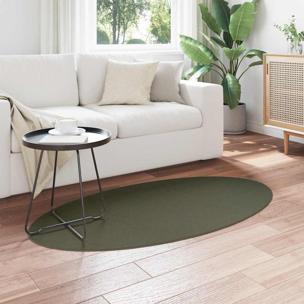 vidaXL Bereichsteppiche Oval HUARTE Waldgrün 80 x 150 cm