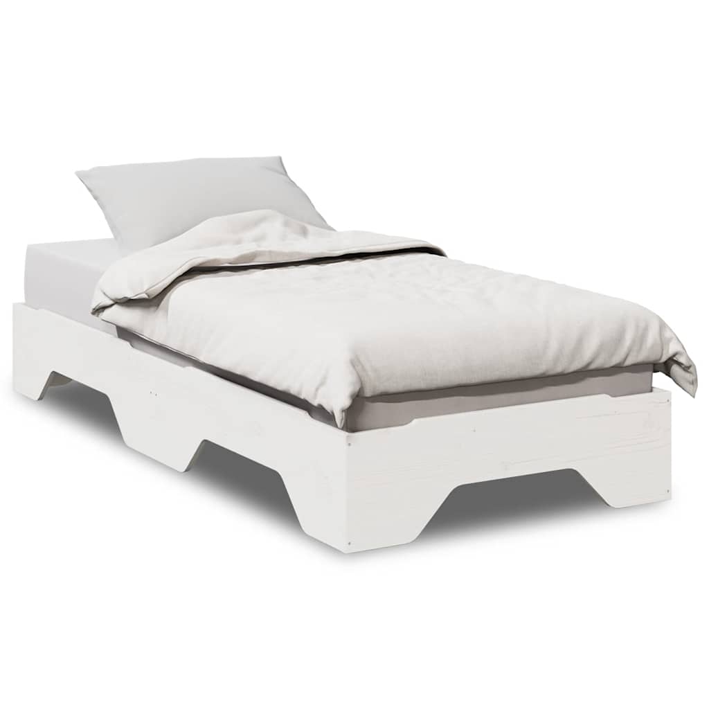 vidaXL Massivholzbett ohne Matratze Stapelbar Weiß 80x200 cm