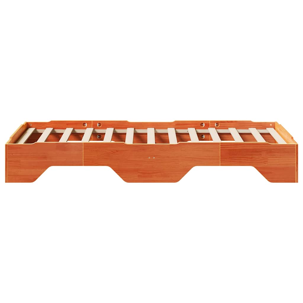 vidaXL Massivholzbett ohne Matratze Stapelbar Wachsbraun 90x190 cm