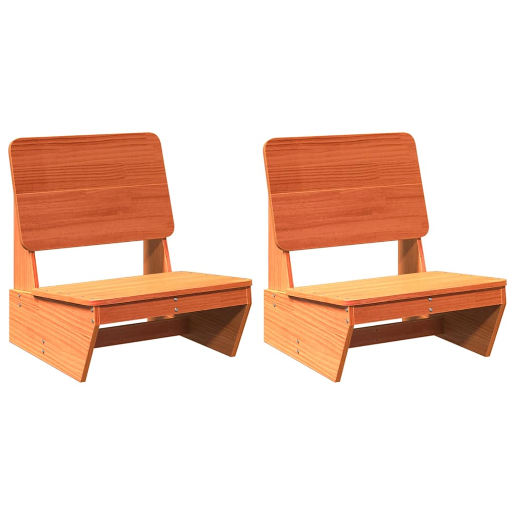 vidaXL Gartenstühle 2 Stk. Wachsbraun 60x64x70,5 cm Massivholz Kiefer
