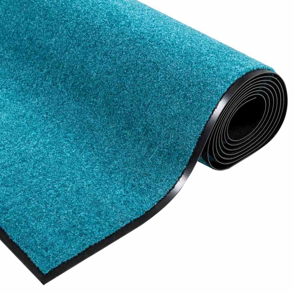 vidaXL Fußmatte Cyan und Schwarz 120 x 250 cm Polyamid und PVC