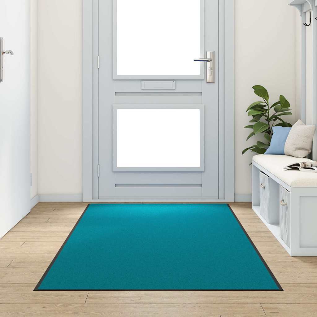 vidaXL Fußmatte Cyan und Schwarz 120 x 250 cm Polyamid und PVC