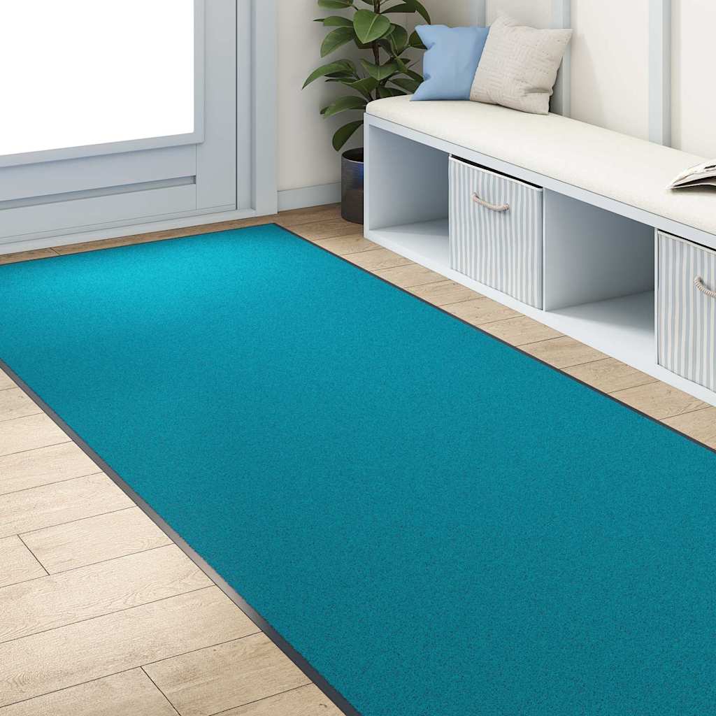 vidaXL Fußmatte Cyan und Schwarz 120 x 300 cm 100% Polyamid