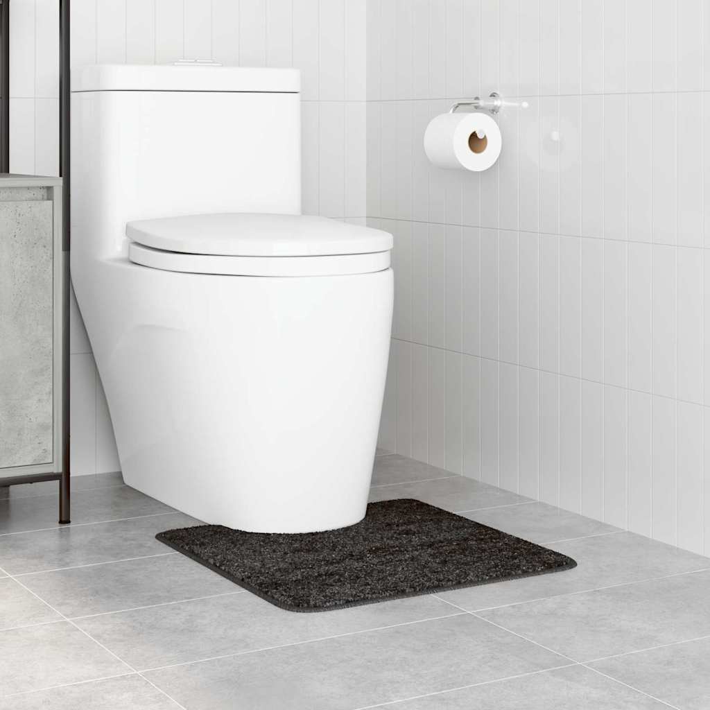 vidaXL Rutschfeste Badematte mit Toilettenausschnitt Dunkelgrau