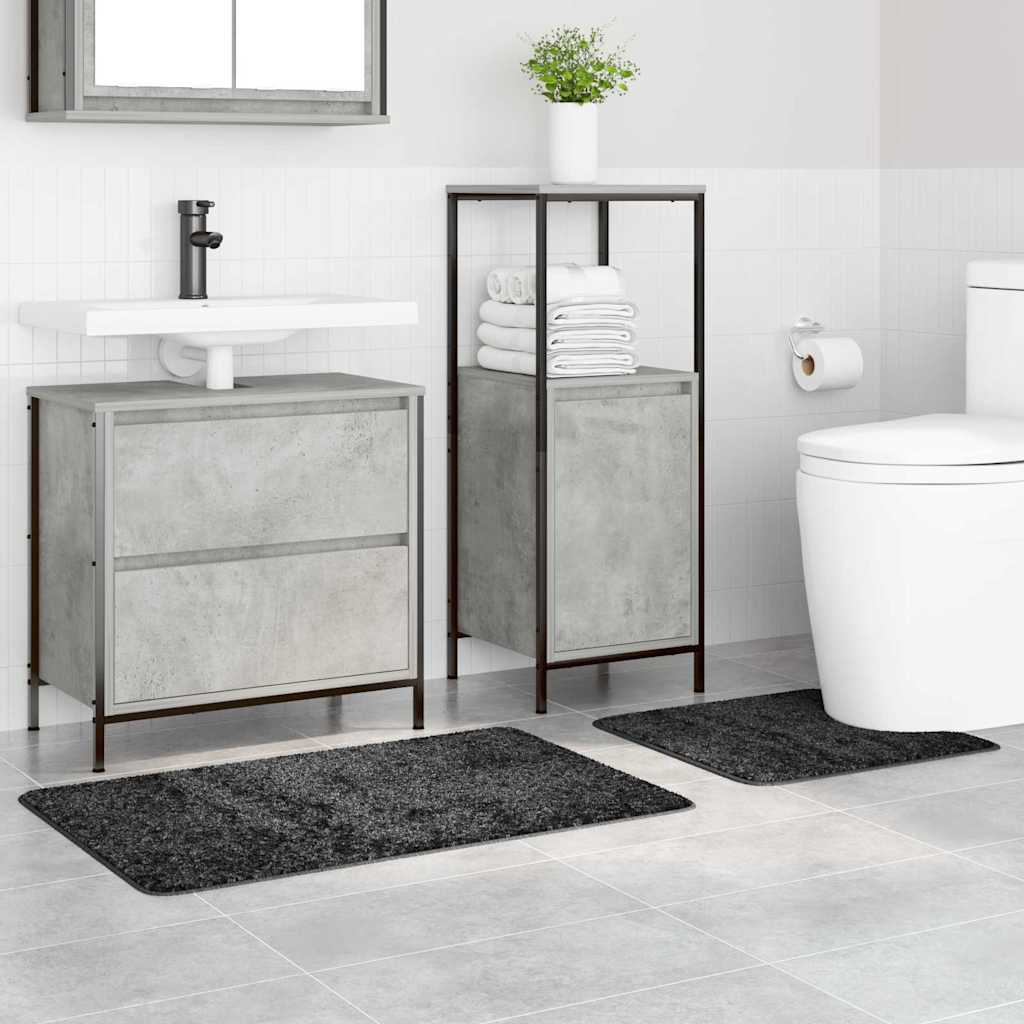 vidaXL Anti-Rutsch Badematten-Set 2 pcs Dunkelgrau PP