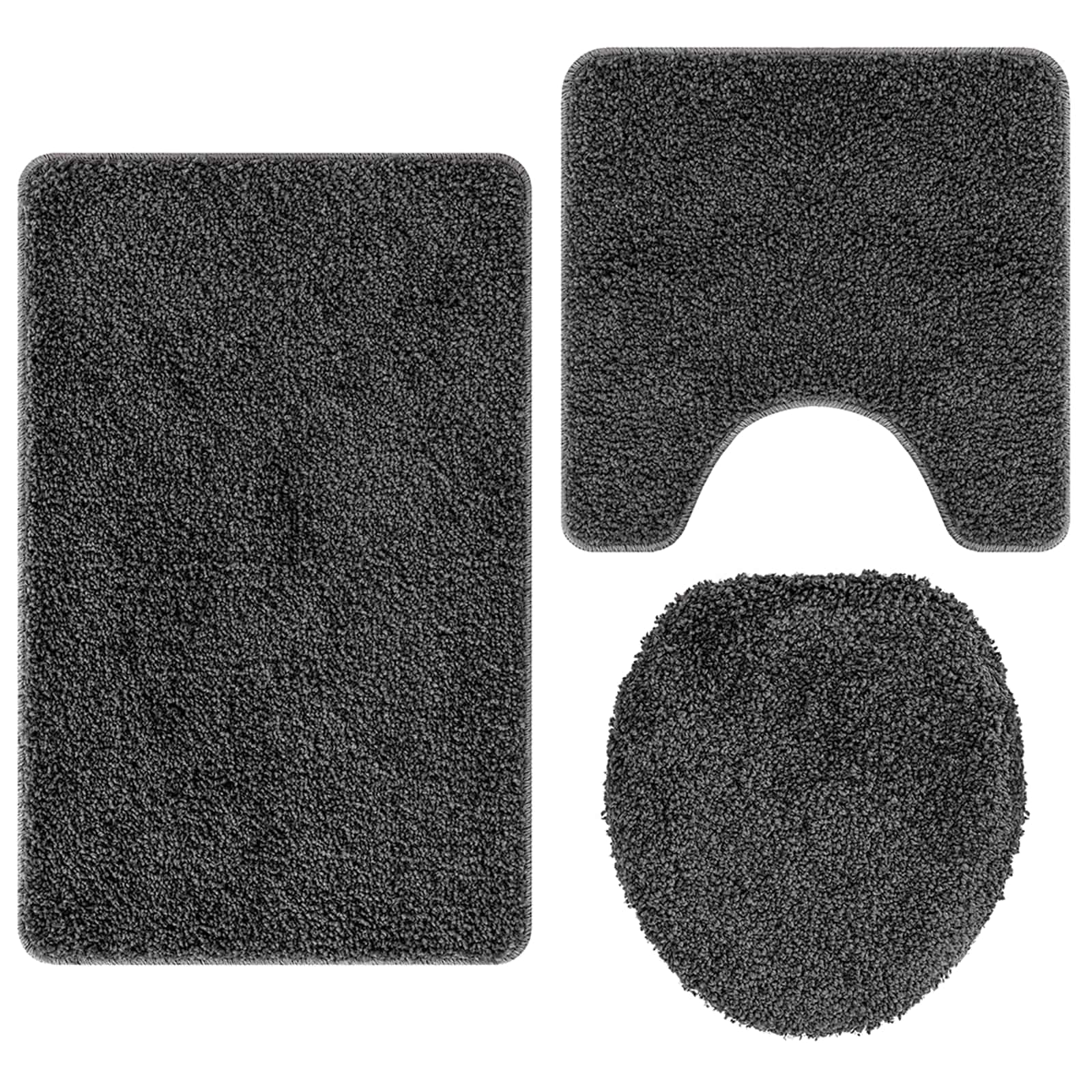 vidaXL Anti-Rutsch Badematten-Set 3 pcs Dunkelgrau PP