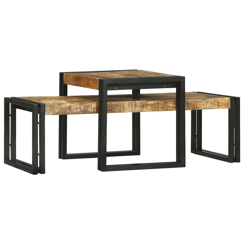 vidaXL Couchtisch 2 pcs Braun 48 x 40 x 40 cm Massivholz Mango