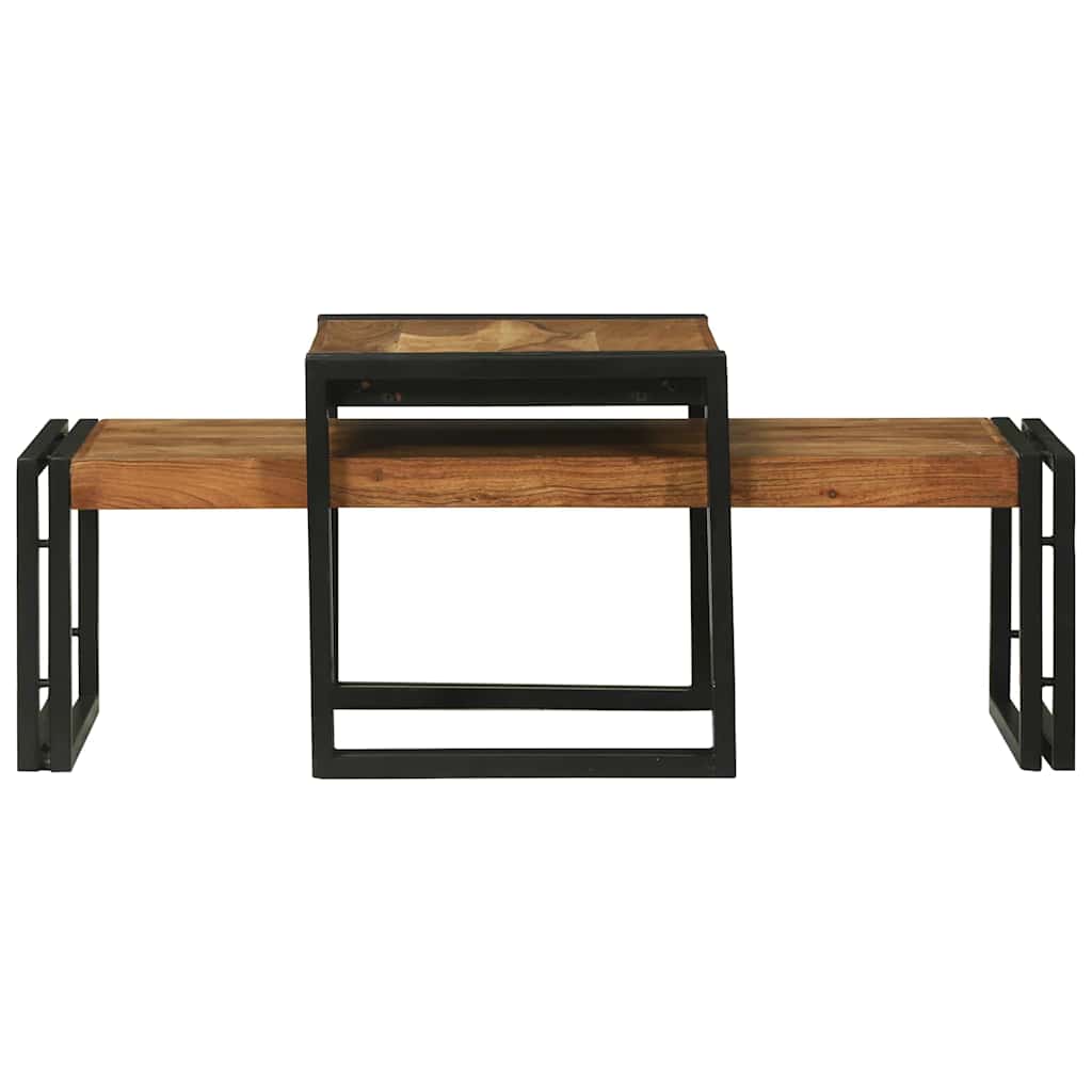 vidaXL Couchtisch 2 pcs Braun 48 x 40 x 40 cm Massivholz Akazie