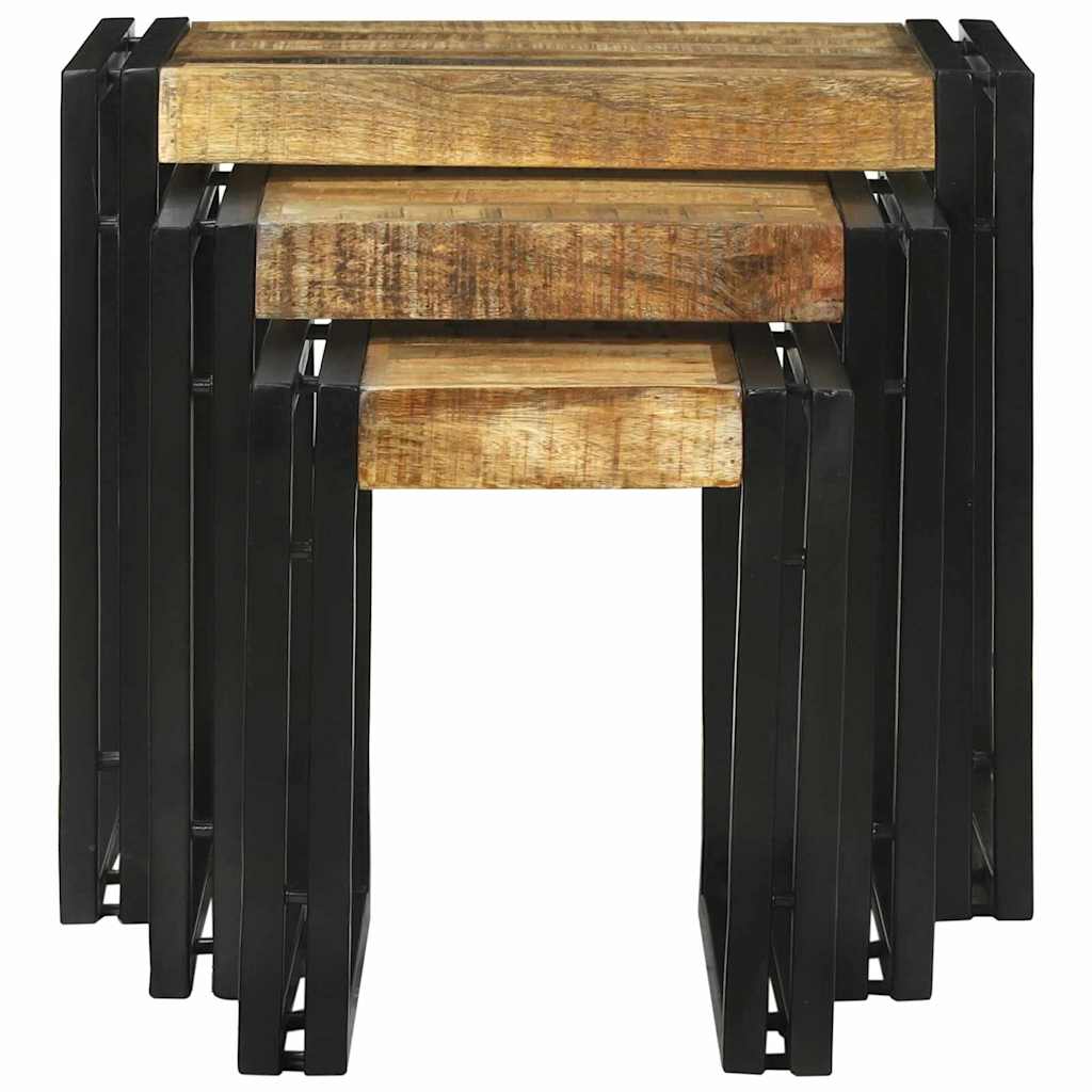 vidaXL Nestingtisch 3 pcs Massives Mango Holz und Metall