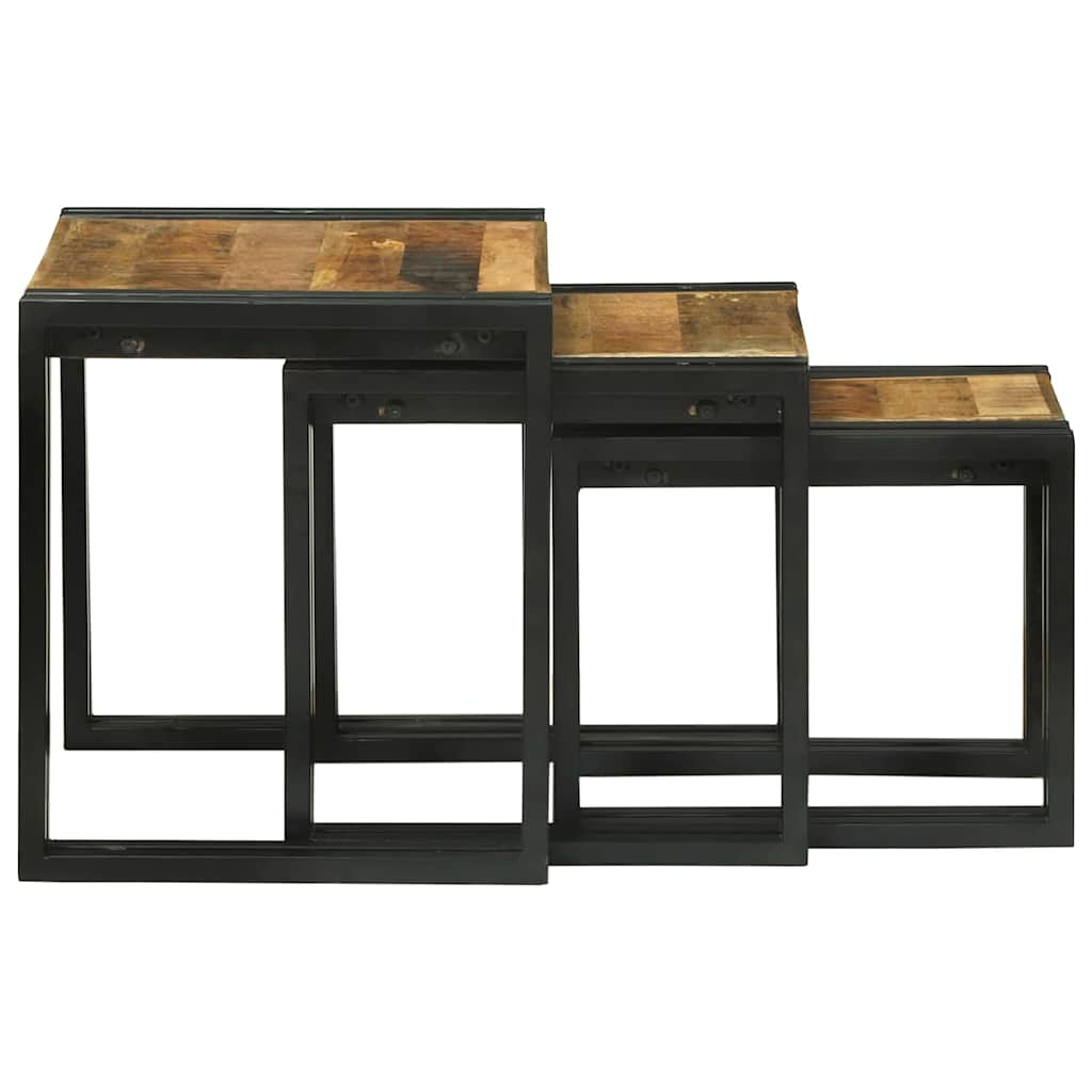 vidaXL Nestingtisch 3 pcs Massives Mango Holz und Metall