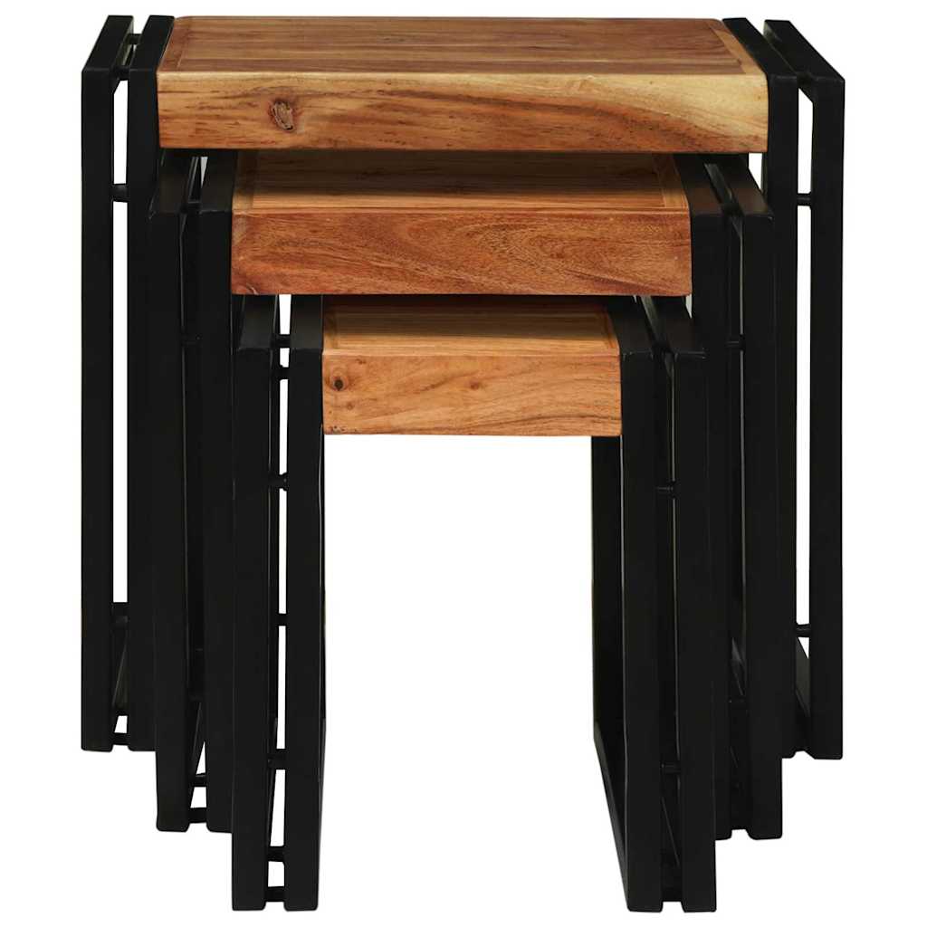 vidaXL Nestingtisch 3 pcs Massivholz Akazie und Metall