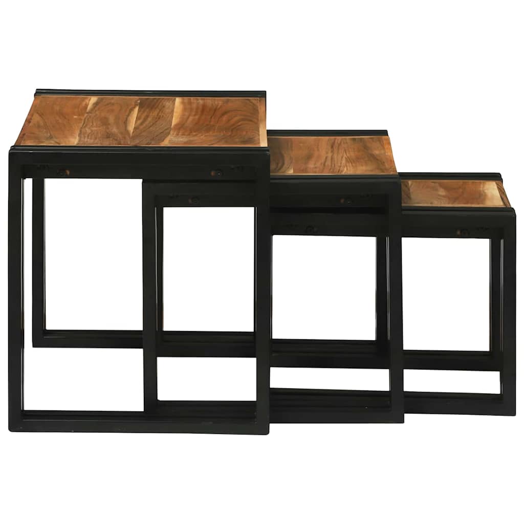 vidaXL Nestingtisch 3 pcs Massivholz Akazie und Metall