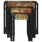 vidaXL Nestingtisch 3 pcs Massives Recyclingholz und Metall