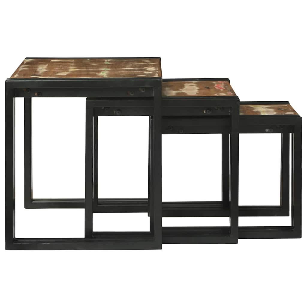 vidaXL Nestingtisch 3 pcs Massives Recyclingholz und Metall