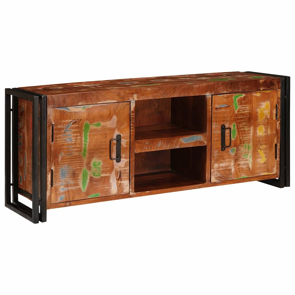 vidaXL TV-Schränk mit Tür Mehrfarbig 120 x 33 x 50 cm Massives Altholz