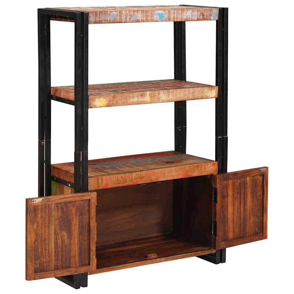 vidaXL Bücherregal mit Türen Braun Massives recyceltes Holz und Metall