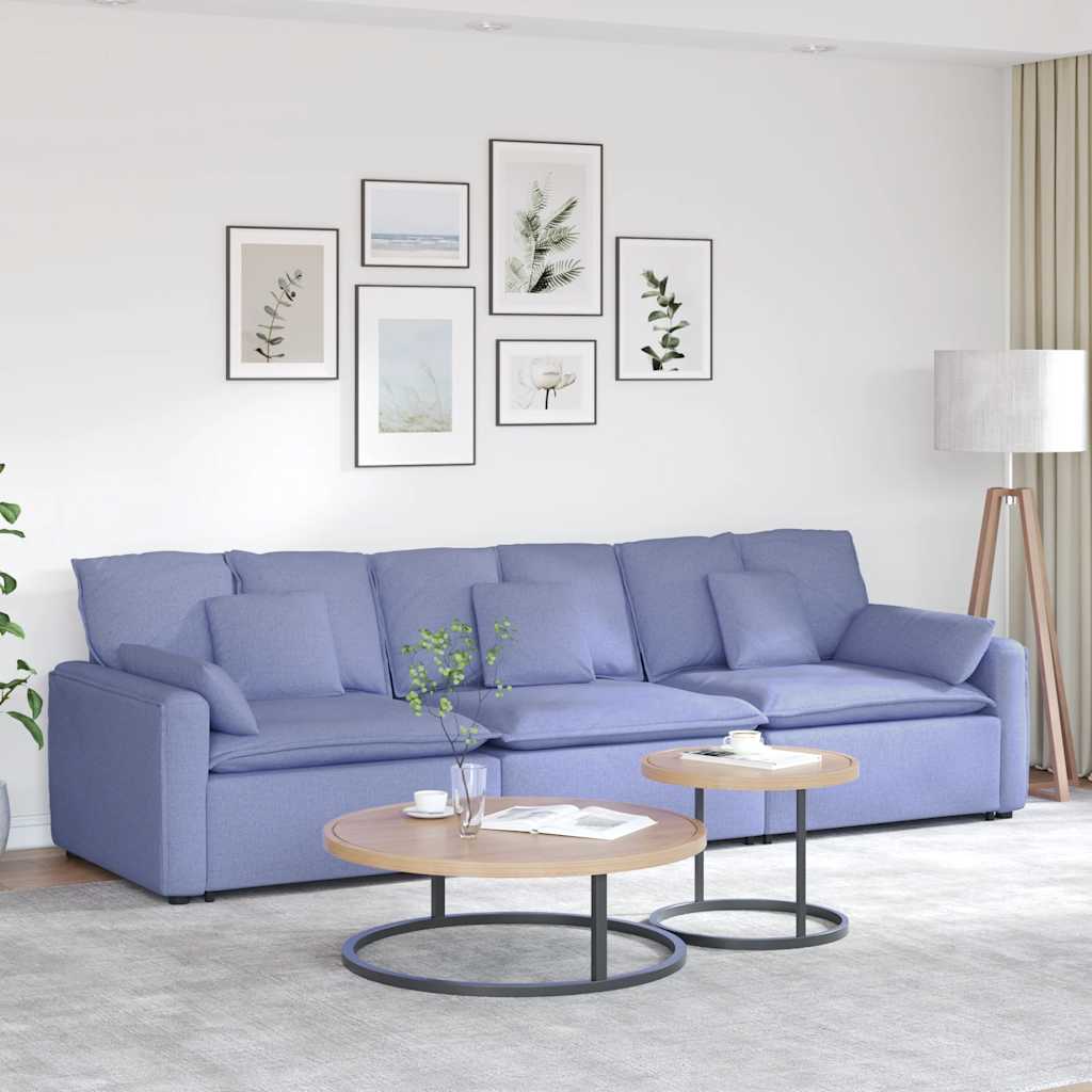 vidaXL Modulares Sofa mit Kissen Jeansblau