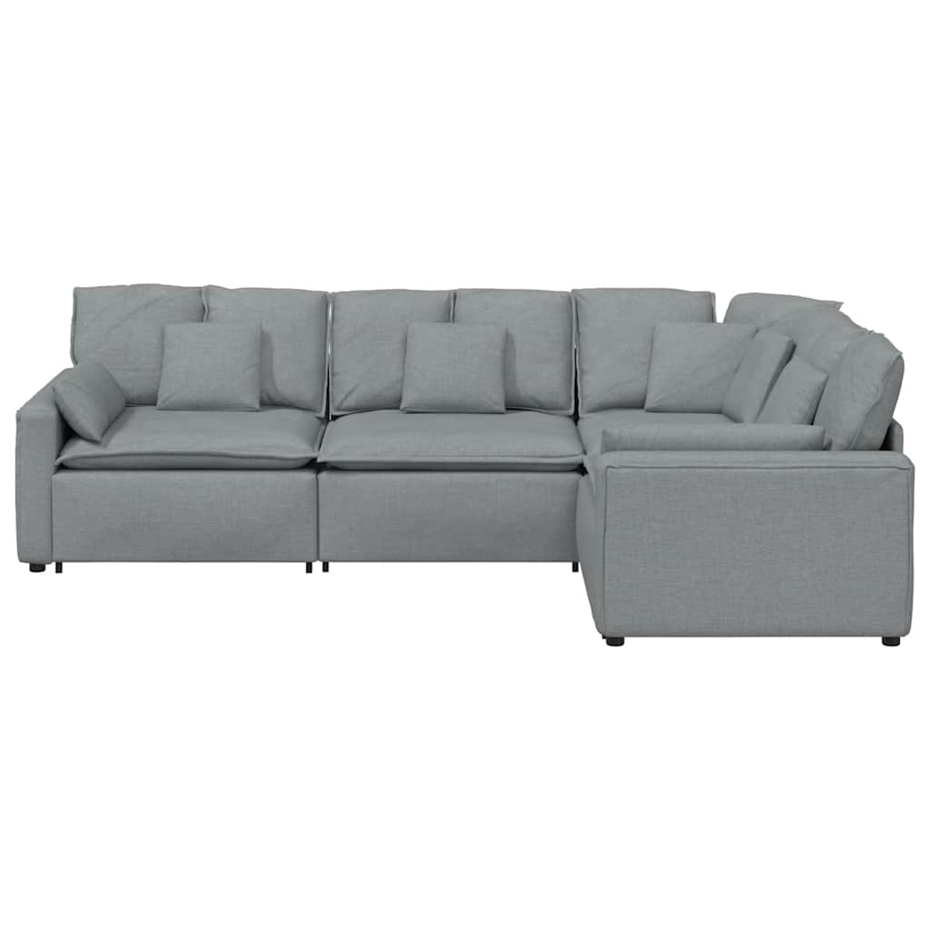 vidaXL Modulares Sofa mit Kissen Stoff Hellgrau