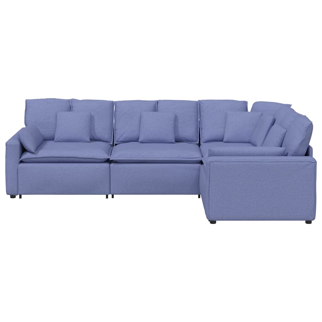 vidaXL Modulares Sofa mit Kissen Stoff Jeansblau