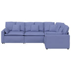 vidaXL Modulares Sofa mit Kissen Stoff Jeansblau
