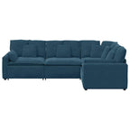 vidaXL Modulares Sofa mit Kissen Samt Blau