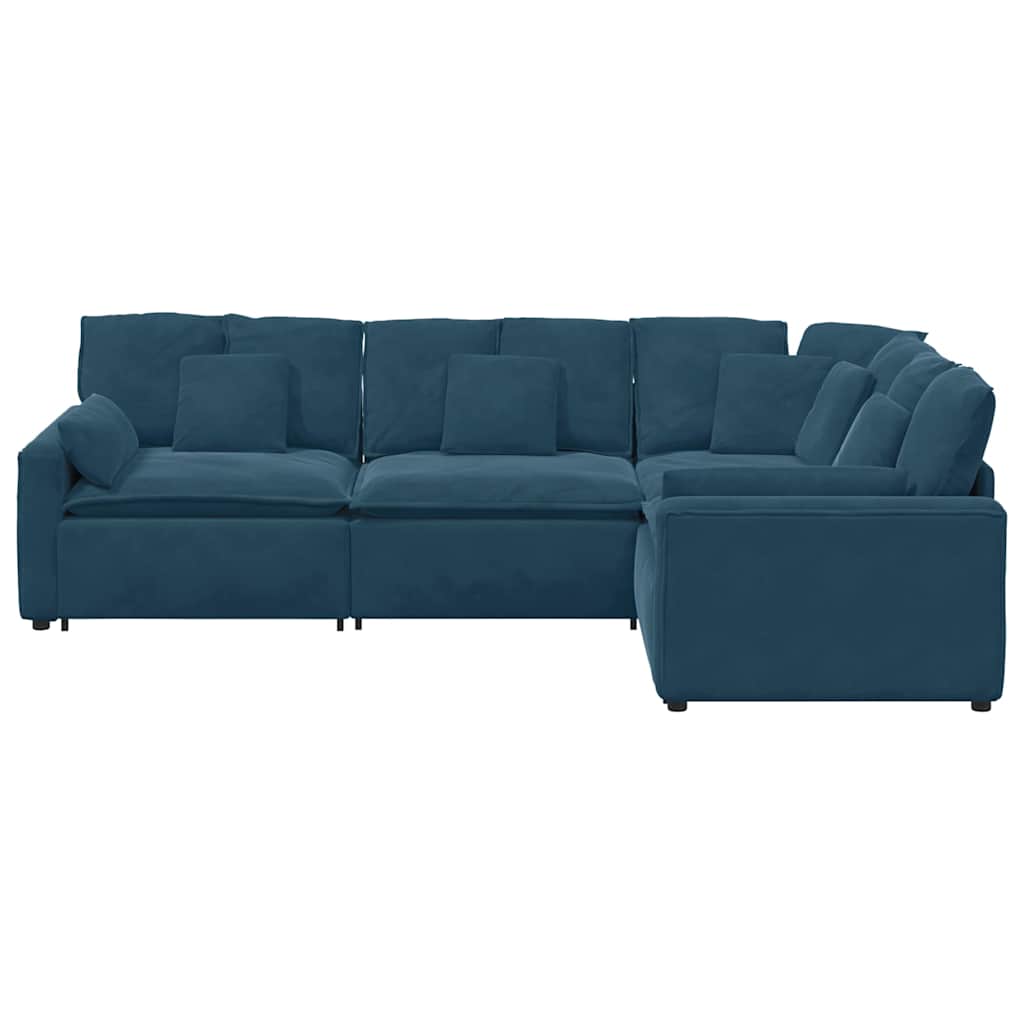 vidaXL Modulares Sofa mit Kissen Samt Blau