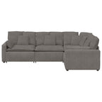 vidaXL Modulares Sofa mit Kissen Cordstoff Hellgrau