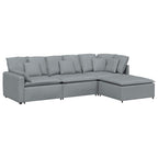 vidaXL Modulares Sofa mit Fußhocker Kissen Stoff Hellgrau