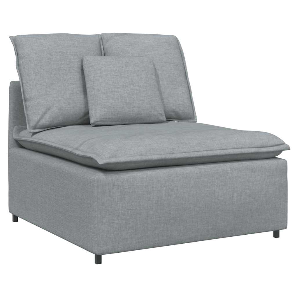 vidaXL Modulares Sofa mit Fußhocker Kissen Stoff Hellgrau