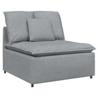 vidaXL Modulares Sofa mit Fußhocker Kissen Stoff Hellgrau