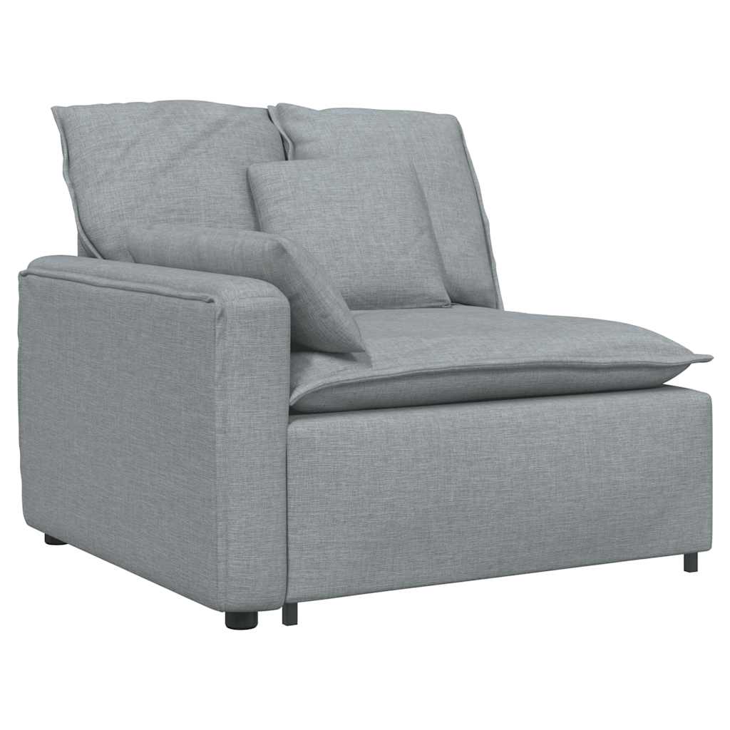 vidaXL Modulares Sofa mit Fußhocker Kissen Stoff Hellgrau