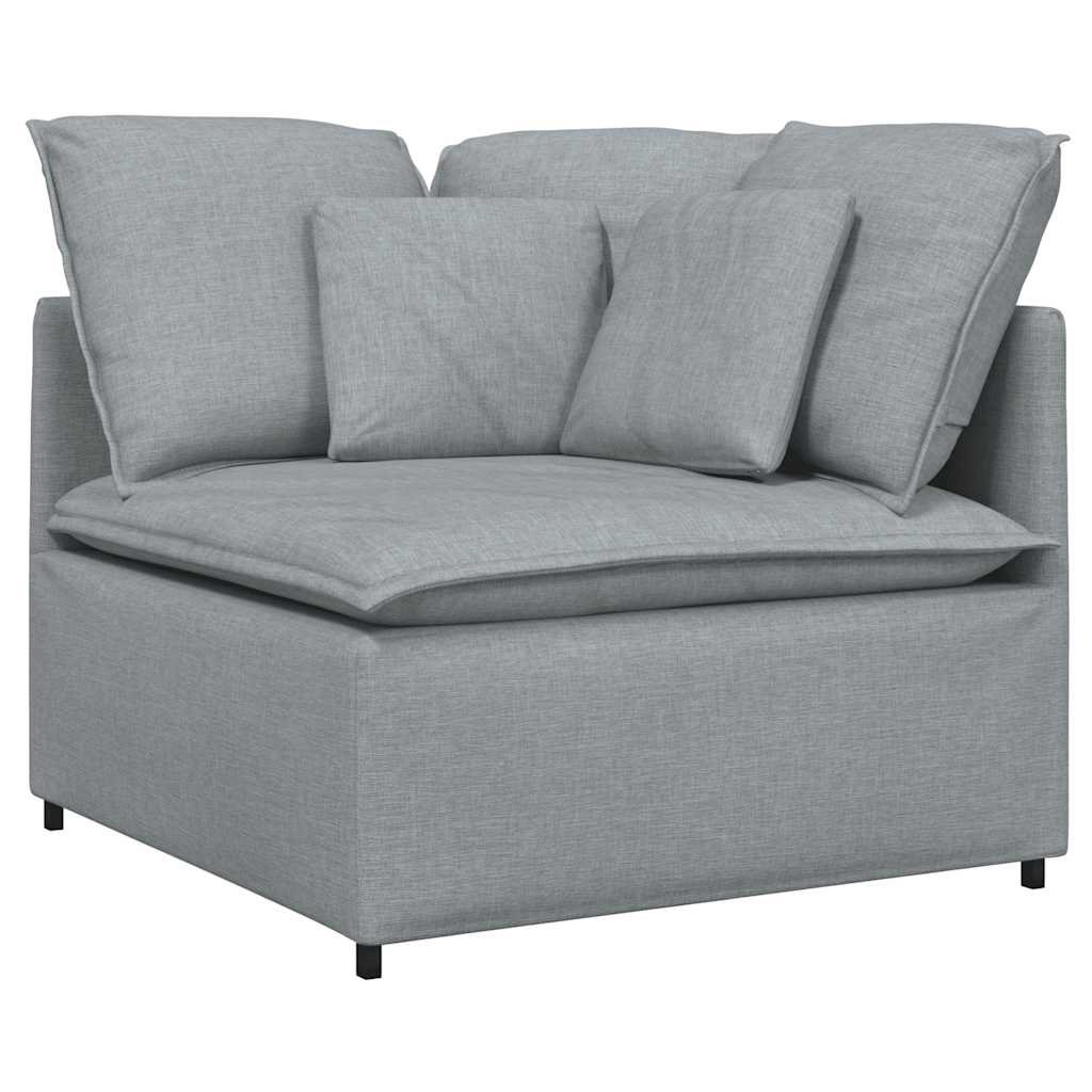vidaXL Modulares Sofa mit Fußhocker Kissen Stoff Hellgrau