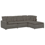 vidaXL Modulares Sofa mit Fußhocker Kissen Cordstoff Hellgrau