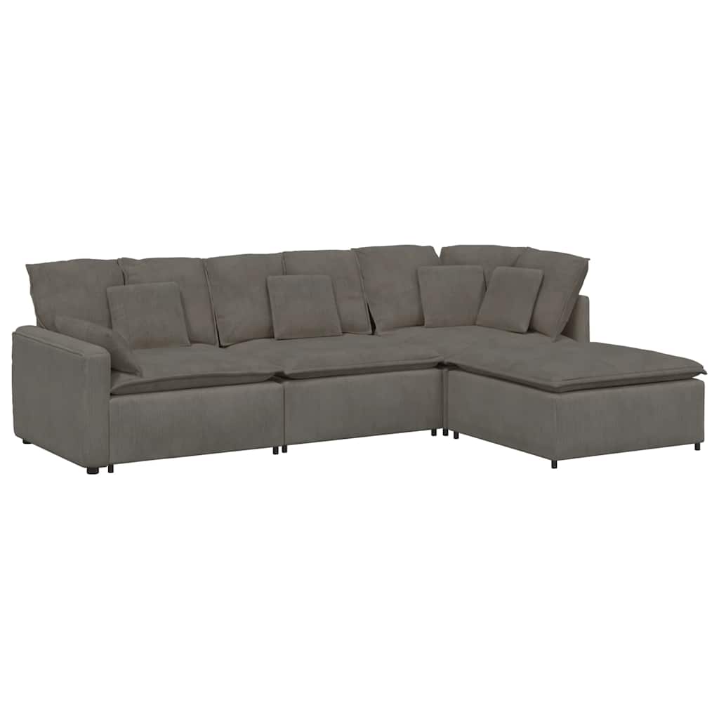 vidaXL Modulares Sofa mit Fußhocker Kissen Cordstoff Hellgrau