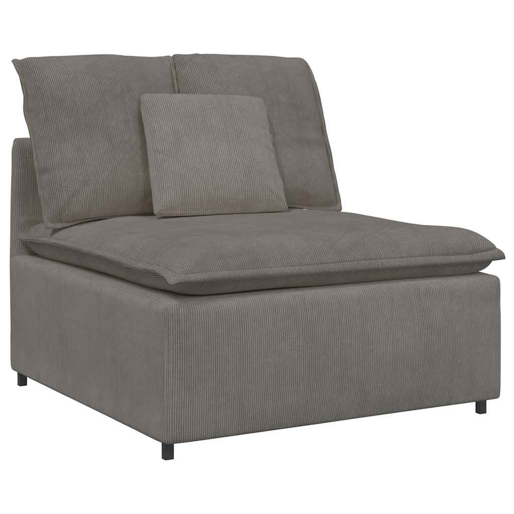 vidaXL Modulares Sofa mit Fußhocker Kissen Cordstoff Hellgrau