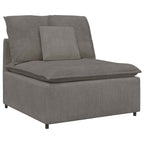 vidaXL Modulares Sofa mit Fußhocker Kissen Cordstoff Hellgrau