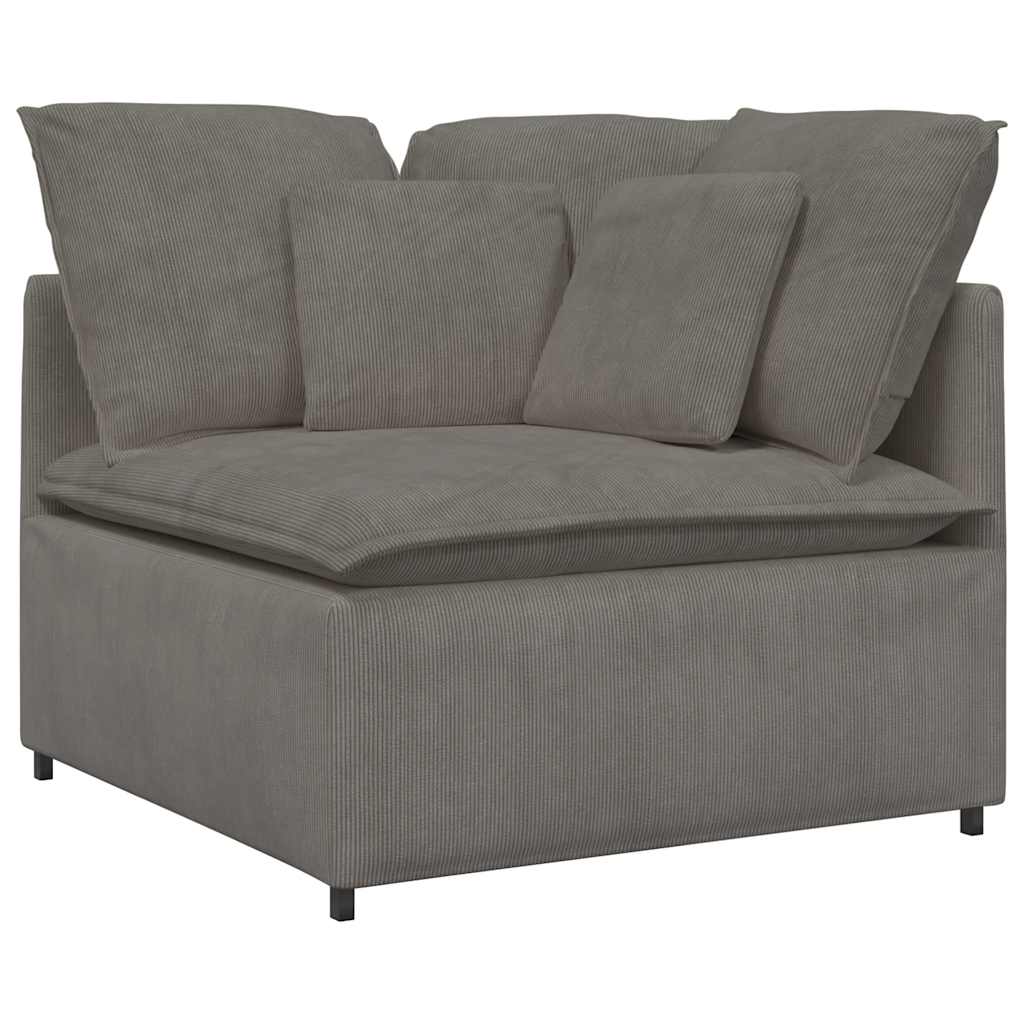 vidaXL Modulares Sofa mit Fußhocker Kissen Cordstoff Hellgrau