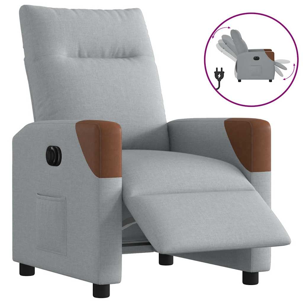 vidaXL Relaxsessel Elektrisch Hellgrau Stoff
