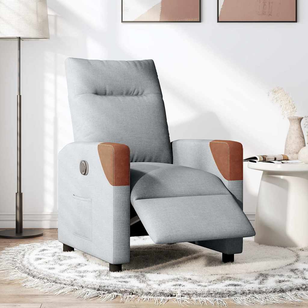 vidaXL Relaxsessel Elektrisch Hellgrau Stoff