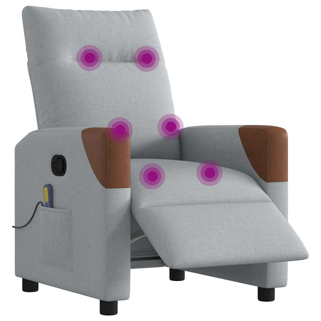 vidaXL Massagesessel Elektrisch Hellgrau Stoff