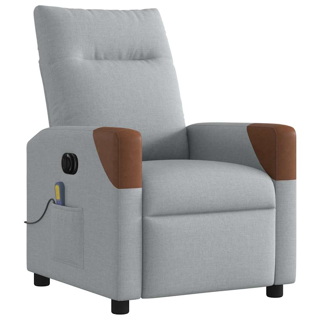 vidaXL Massagesessel Elektrisch Hellgrau Stoff